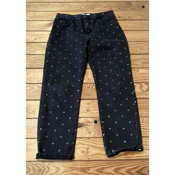 Current Elliot Polka Dot Slim Straight Leg Jeans Size 28 Women’s Black - Picture 1 of 8